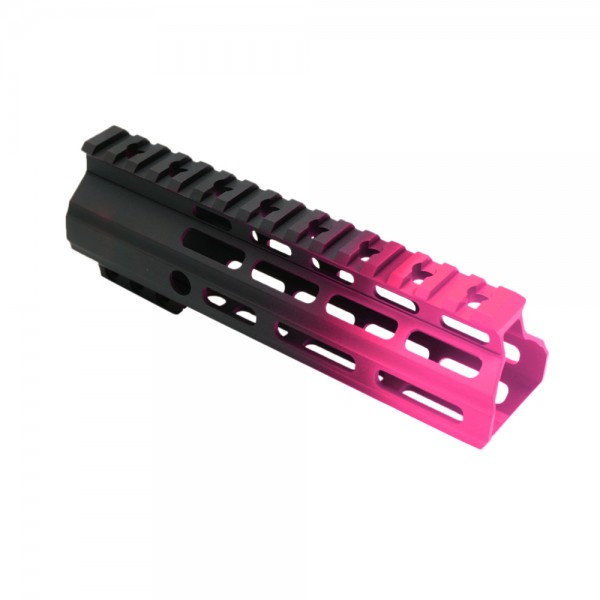 CERAKOTE GRADIENT| AR-15 ANGLE CUT CLAMP ON M-LOK 7 INCH HANDGUARD- BLACK BASE- GRADIENT- PINK -MADE IN U.S.A